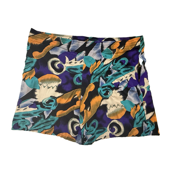 Vintage Robert Stevens Shorts Womens Large Art Print Lightweight Pockets 90s - Picture 1 of 7